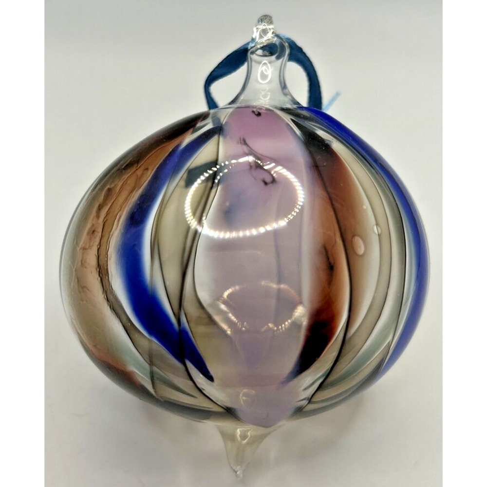 Vintage Art Glass‎ Twisted Blue Purple Green Maroon Ornament U257/13